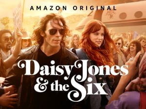 Promotional image for Daisy Jones and the Six mockumentary series.