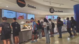 NSU students line up to grab a bowl from Qdoba during the lunch hour.