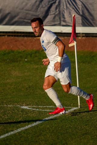 Tobias Pellio plays during a soccer match.