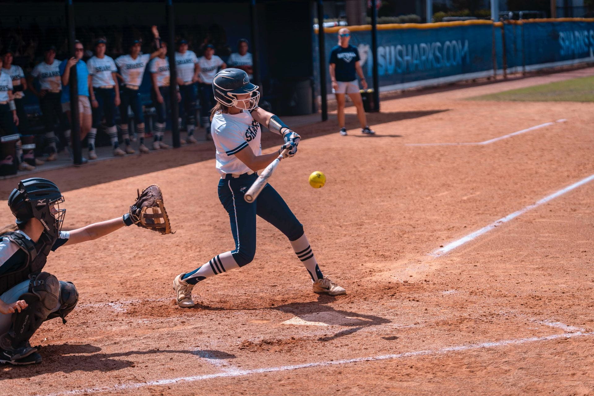 COURTESY OF NSU ATHLETICS NSU senior Madison Fine collected three hits and an RBI in the Sharks' win over Palm Beach Atlantic.