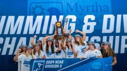 COURTESY OF NSU ATHLETICS Women's swimming earns the NCAA National Championship.